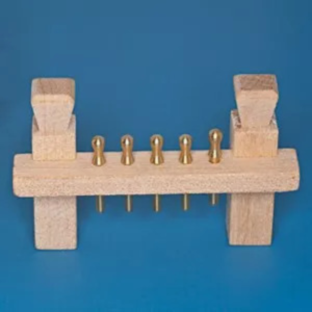 Photo of RB Model 10953 53mm Wooden Belaying Pin Rack with 8 Brass Pins (Pack of 2)