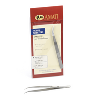 Photo of Amati Bent Nose Tweezers (B7371,10) – precision stainless steel tweezers with a curved tip for model making.