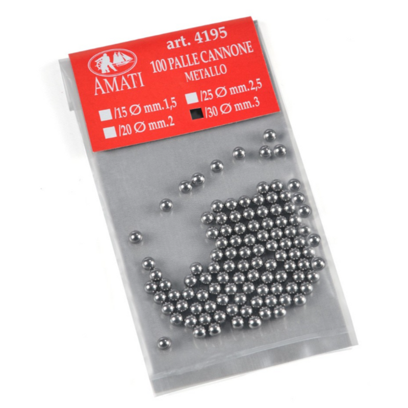 Photo of Amati B4195/30 Metal Cannon Balls 3mm (50 pieces) for model ships