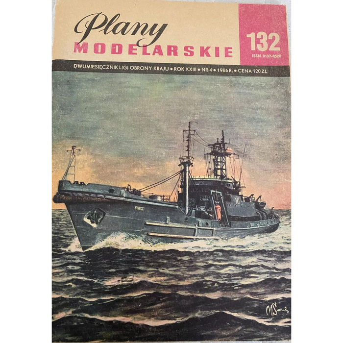 Photo of Plany Modelarskie 132 ORP Piast from LOK, 6 A1 sheets, 1986 edition with discolorations.