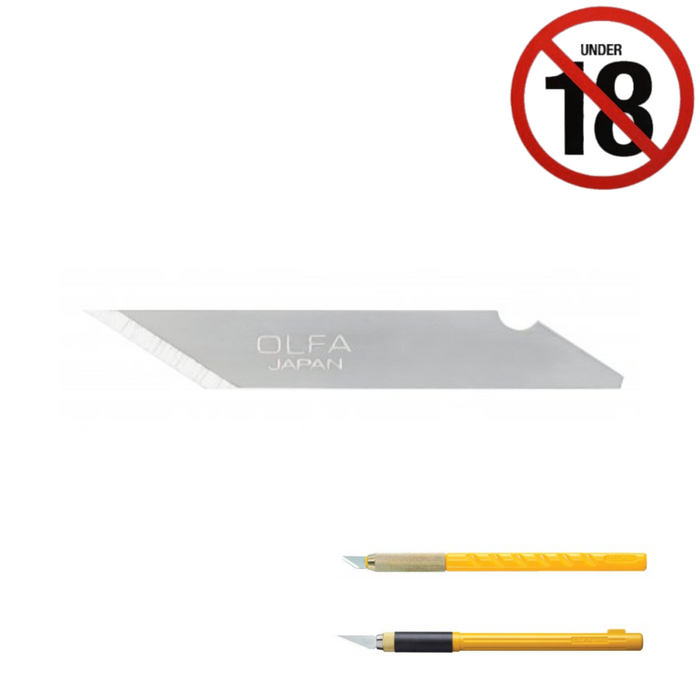 Photo of OLFA KB Art Knife Blades (Pack of 25) for AK-1 & AK-4, showing ultra-sharp, precision-cutting edges designed for art, craft, and design projects.