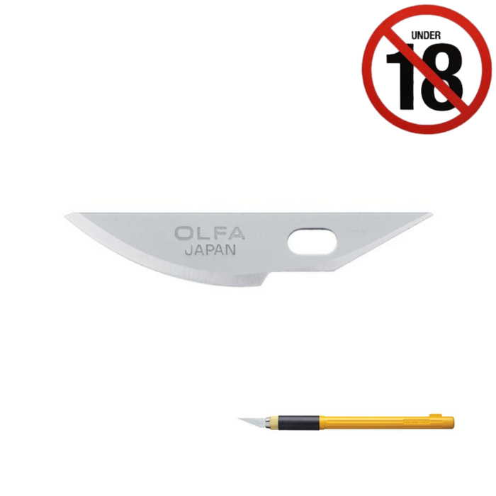 Photo of OLFA Carving Blade KB4-R/5 (Pack of 5) for AK-4 Art Knife – precision stainless steel replacement blades for crafting and detailing.