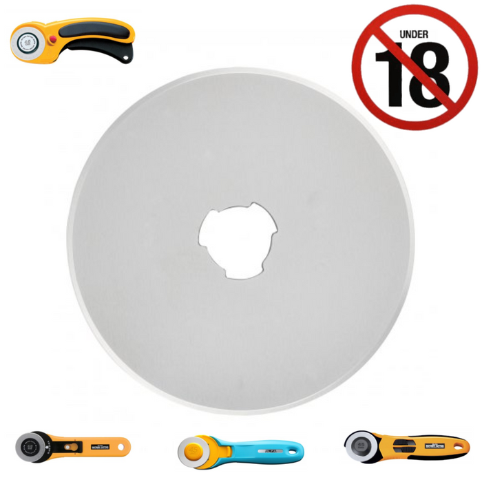 Photo of OLFA 45mm rotary cutter blade, sharp tungsten steel replacement blades for fabric, paper, and leather cutting.