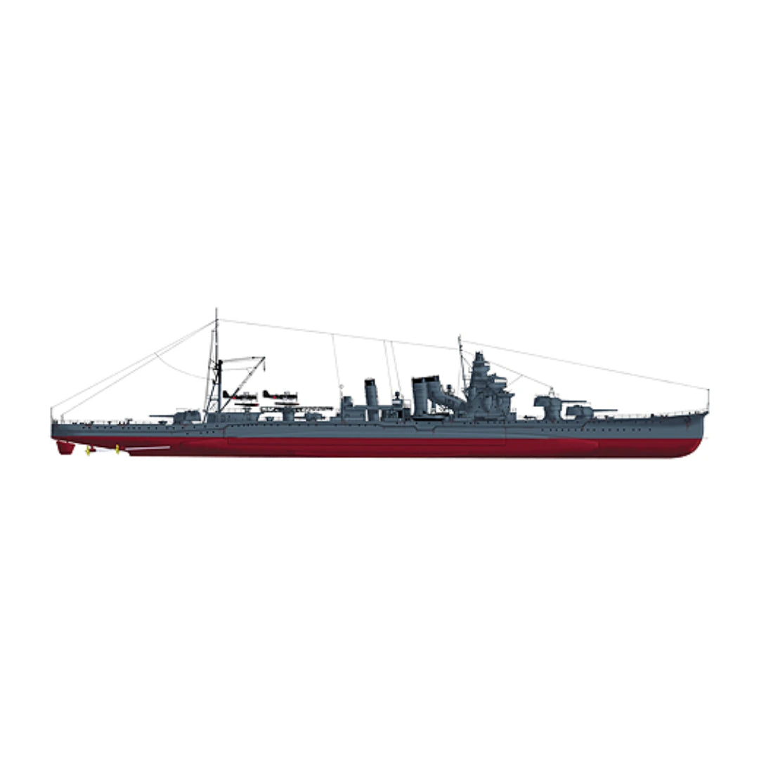 Photo of highly detailed premium model plans of IJN Furutaka, a Japanese heavy cruiser from 1942, in various scales, showcasing intricate details for creating a museum-quality model.