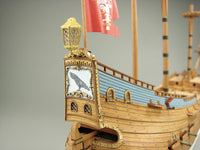 Photo of the SCHWARZER RABE Card Model Kit by Shipyard, highlighting the detailed laser-cut frame and high-quality card components for an accurate historical replica.