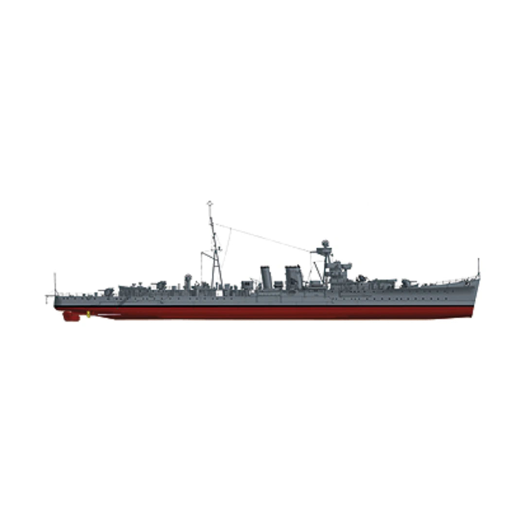 Photo of HMS Calcutta AA Cruiser 1940 premium model ship plans in multiple scales, showing detailed sections for building a 1:72 scale model.