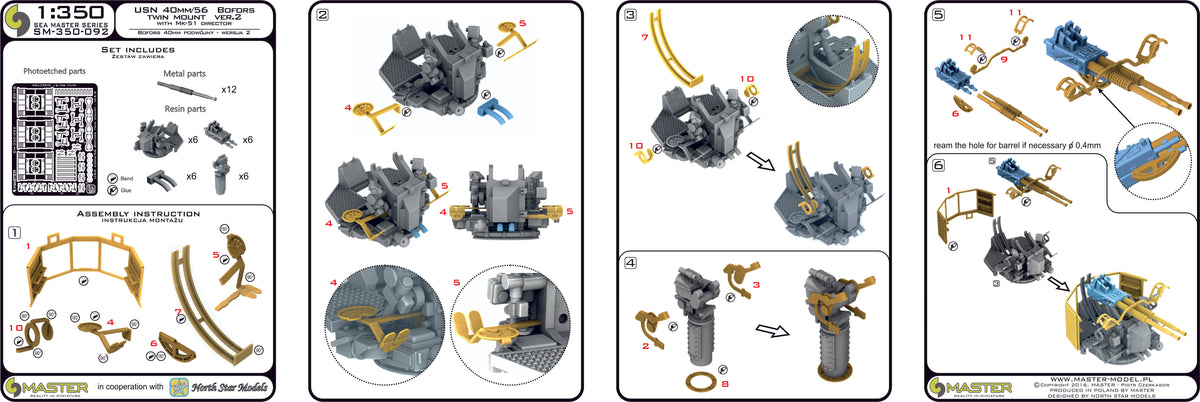 Photo of Metal US Navy 40 mm/56 Bofors Twin Mount Ver.2 with Mk-51 Director 1:350 Scale by Master (SM-350-092)
