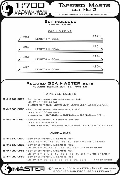 Photo of Universal Tapered Masts No. 2 for 1:700 scale models by Master (SM-700-048)