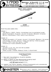 Photo of turned brass barrels for 1:700 scale British warship models, Master SM-700-056, QF Marks I, III, and IV.