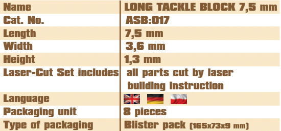 Long Tackle Block 7.5mm Vessel Shipyard