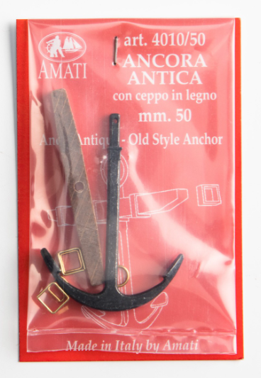 Image of Amati's 50mm Old Style Anchor, depicting a finely detailed and historically accurate miniature replica, ideal for enhancing the realism of model ships and nautical dioramas.