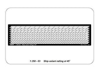 Photo of ABER (RE-350-03) 1:350 scale ship aslant railing for stairs at 45 degrees, high-quality brass photo-etched model accessory.