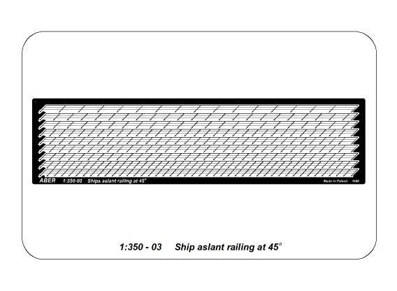 Photo of ABER (RE-350-03) 1:350 scale ship aslant railing for stairs at 45 degrees, high-quality brass photo-etched model accessory.