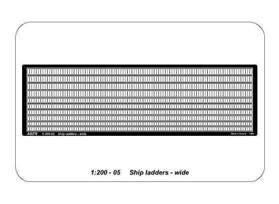 Photo of ABER RE-200-05 Ship Ladders – Wide 1:200 Scale, photo-etched brass set with 10 detailed ladders for ship model building.