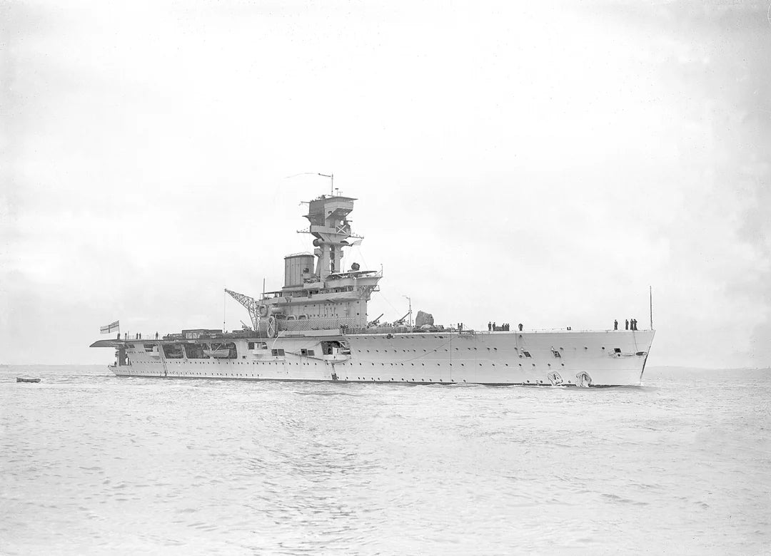 Photo of premium HMS Hermes (1942) model plans, showcasing detailed sections for creating a scale model.