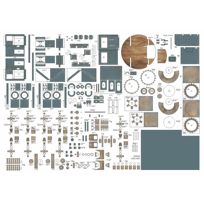 Photo of the cardboard model kit of the Armored Bridgelayer Brückenleger IVb in 1:25 scale by Answer/Angraf, showing A3 sheets and detailed components.