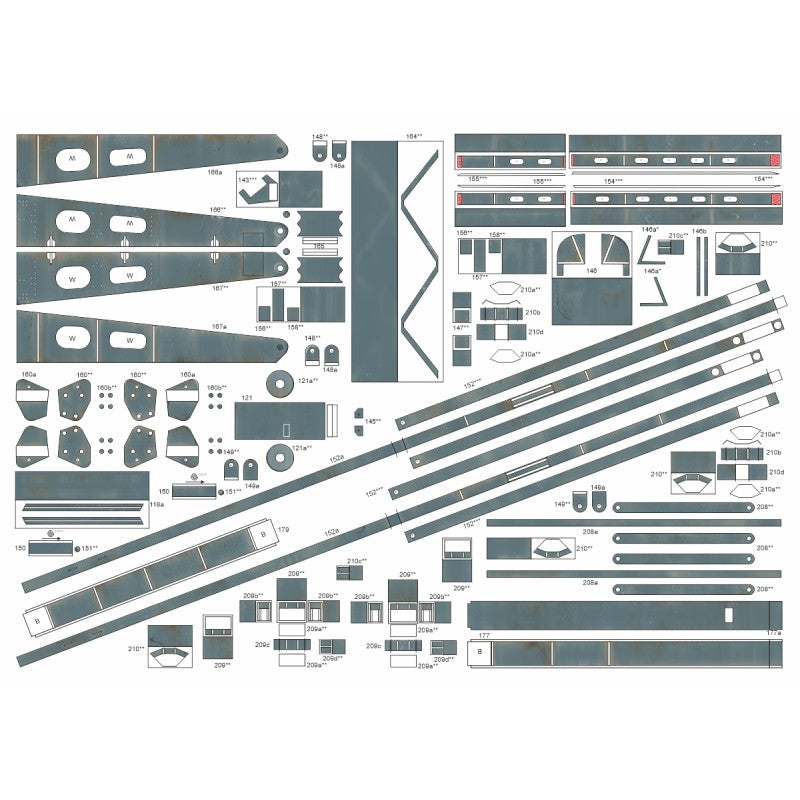 Photo of the cardboard model kit of the Armored Bridgelayer Brückenleger IVb in 1:25 scale by Answer/Angraf, showing A3 sheets and detailed components.