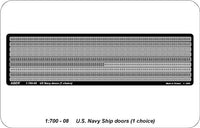 Photo of ABER (RE-700-08) US Navy Doors 1:700 scale, high-quality photo-etched brass detailing set for ship models.