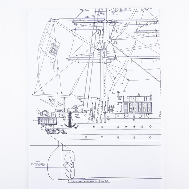 Photo of Amati B1054 Amerigo Vespucci Construction Plans showing detailed blueprints for model shipbuilding