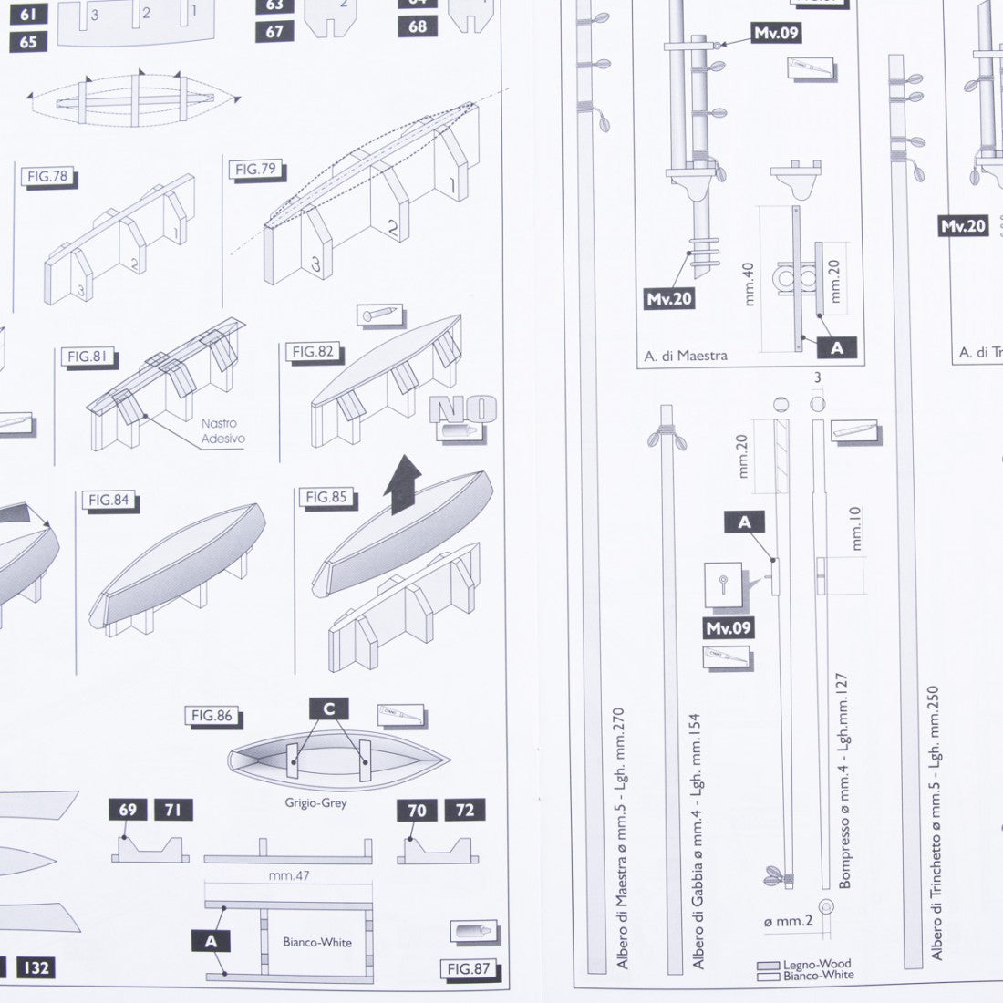 Photo of Amati B1047 Bluenose Construction Plans with 3 A2 sheets and illustrated instructions in English and Italian.