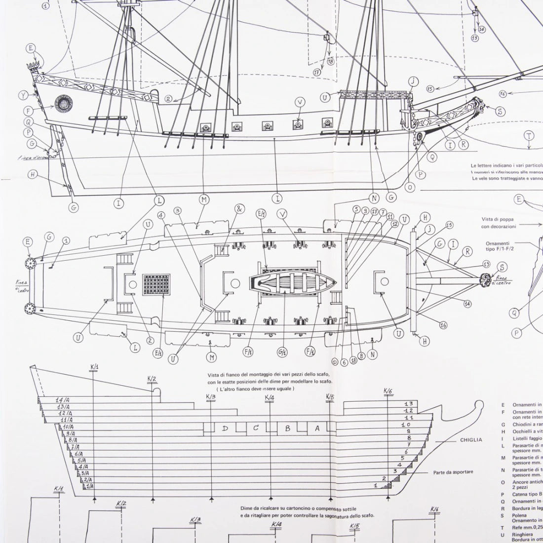 Photo of HMS Lyon Lee sailship construction plans by Amati (B1180), detailed blueprint for model shipbuilding.