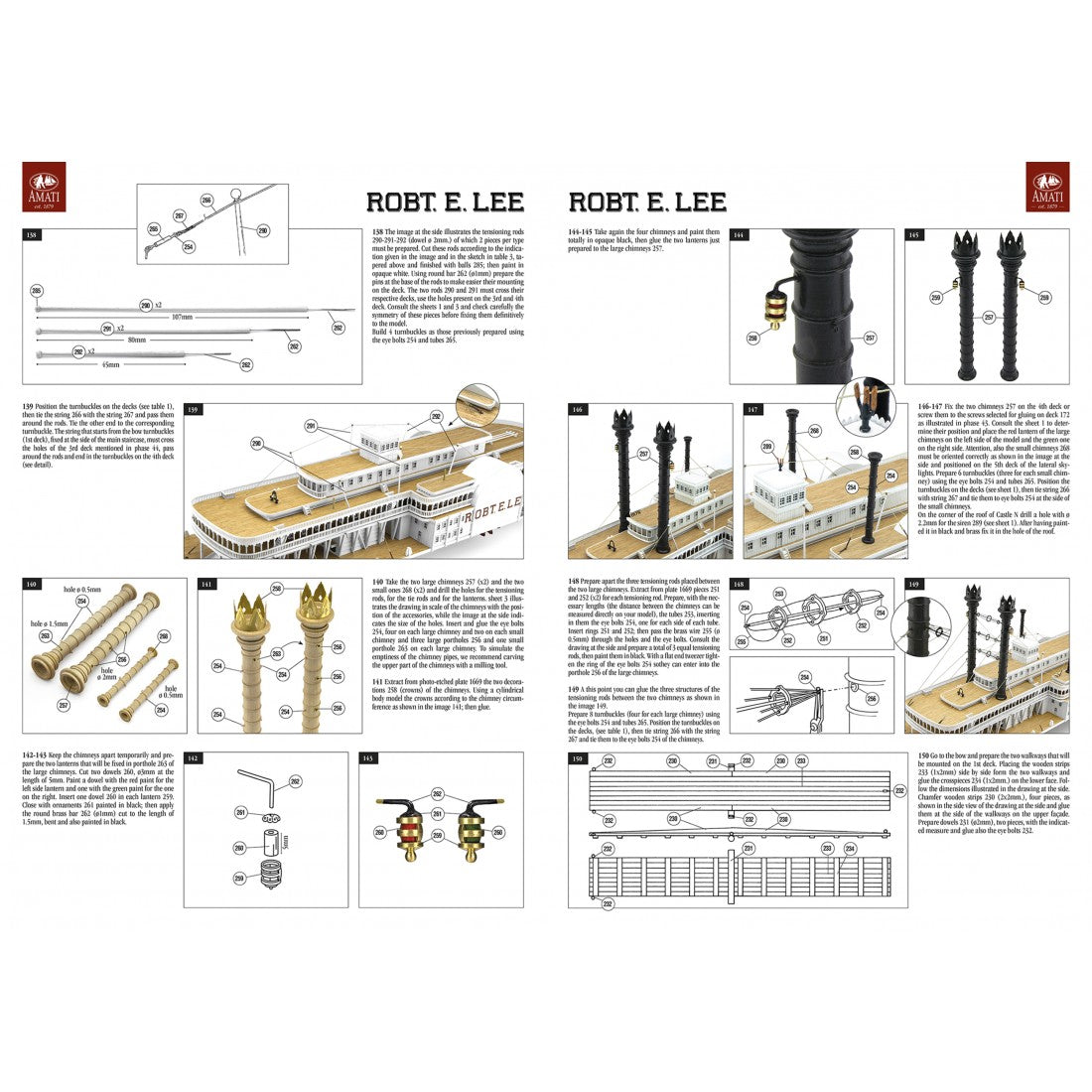 Photo of the Robert E. Lee Assembly Box (2024 Edition) by Amati, featuring a detailed steamboat model with a solid wood hull, metal accents, and brass railings.