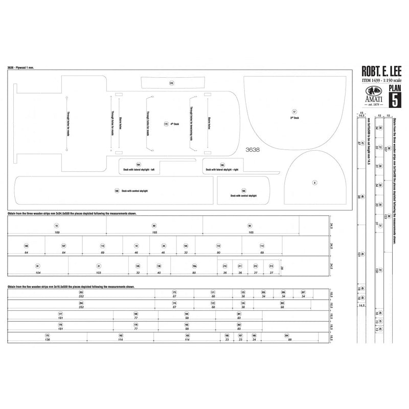 Photo of Construction Plans for Steamboat Robert E. Lee by Amati (B1039) – detailed model blueprints