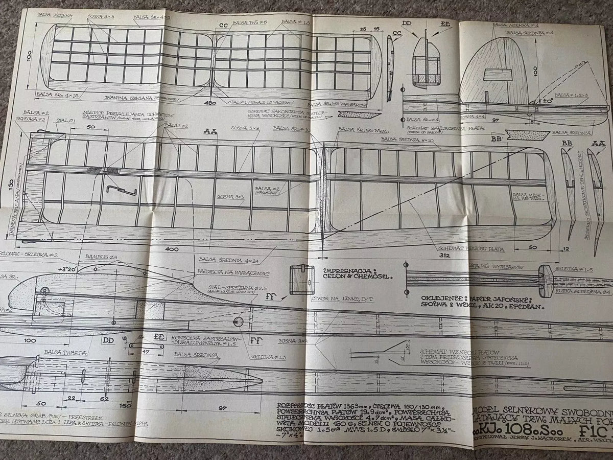 Photo of Class F1A 1/2 "Stadar" Glider & Rubber Powered Models Construction Plans - LOK 1981