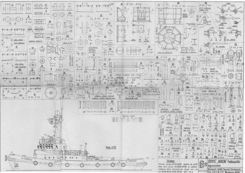 Photo of Plany Modelarskie 133 Tugboats Odys & Arion - 10 A1 Sheets from LOK Publishing, 1986