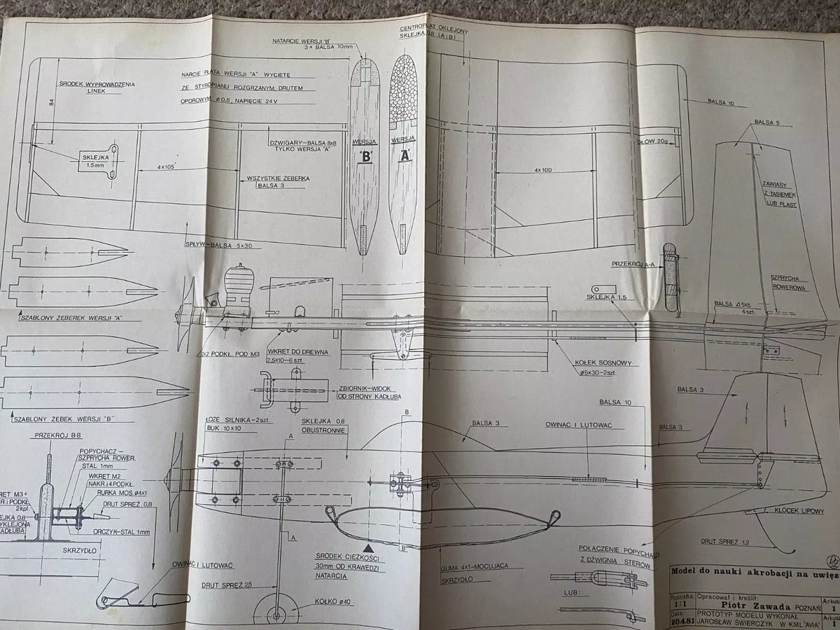 Photo of Class F1A 1/2 "Stadar" Glider & Rubber Powered Models Construction Plans - LOK 1981