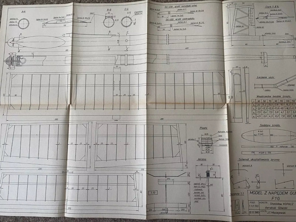 Photo of Class F1A 1/2 "Stadar" Glider & Rubber Powered Models Construction Plans - LOK 1981