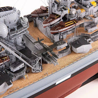 Photo of the 1:200 scale wooden model kit of the WWII battleship Bismarck by Amati