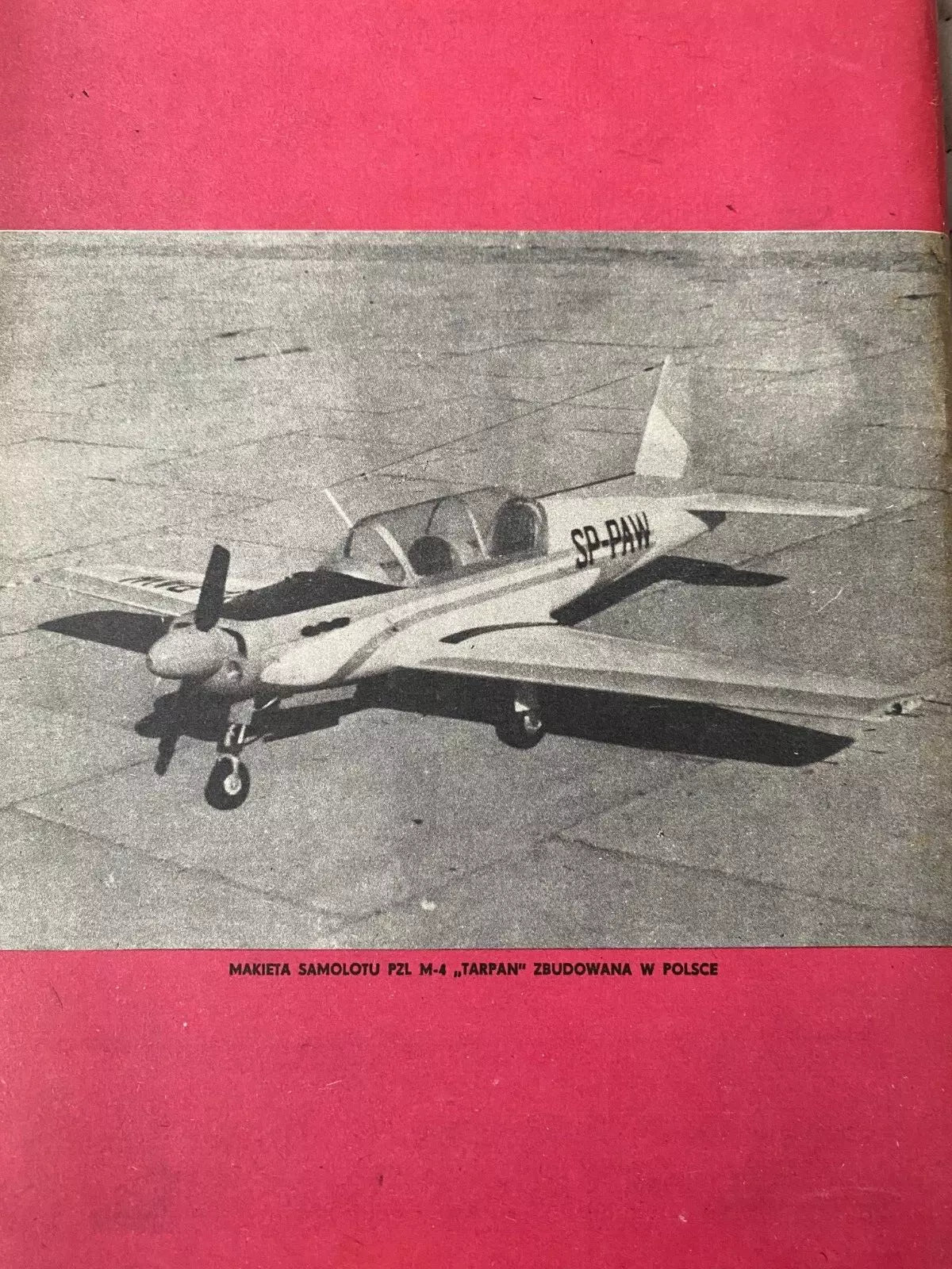 Photo of vintage 1977 PZL M-4 Tarpan construction plans by LOK, showing A1 sheets with detailed aircraft drawings and Polish text.