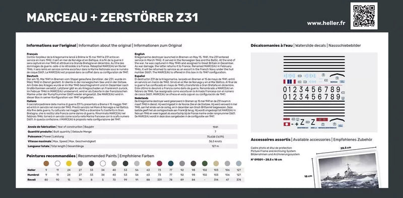 Photo of Heller 85009 Marceau and Zerstörer Z31 Twin Set Plastic Model Kit in 1:400 scale.