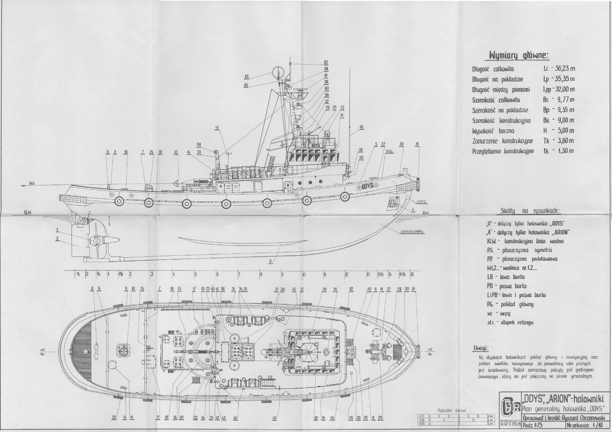 Photo of Plany Modelarskie 133 Tugboats Odys & Arion - 10 A1 Sheets from LOK Publishing, 1986