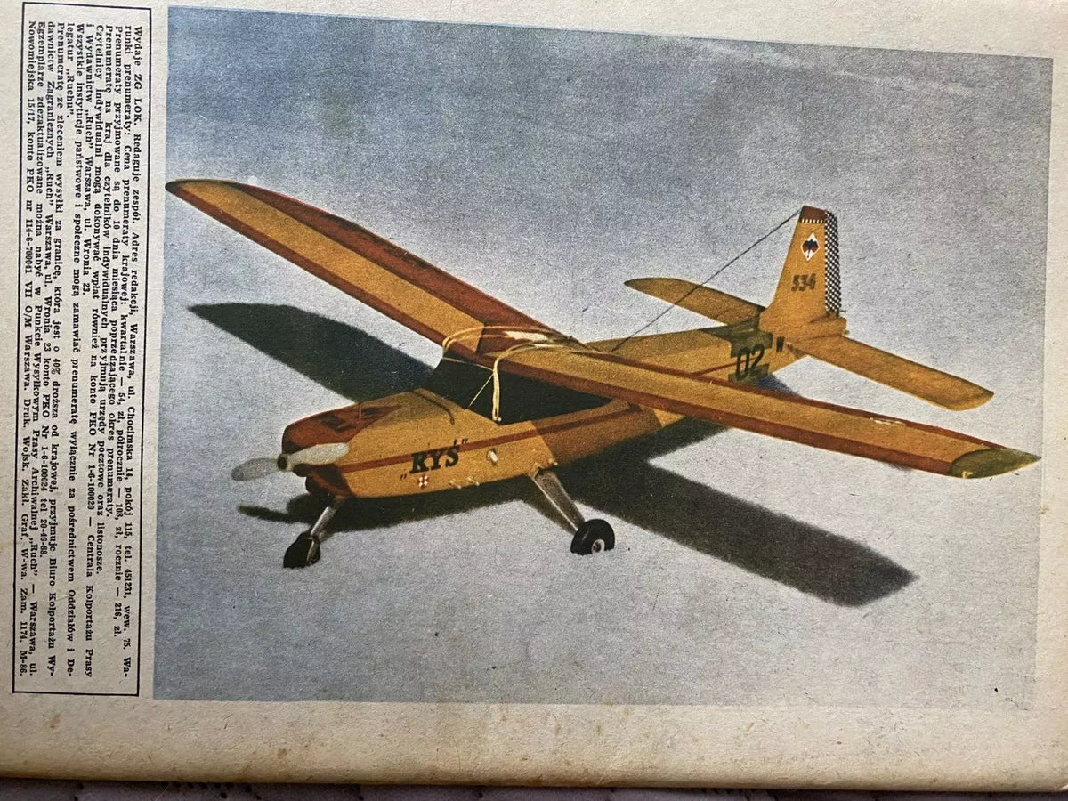 Photo of Plany Modelarskie 11 Flying Model Rys - 1966 LOK vintage model airplane plans.