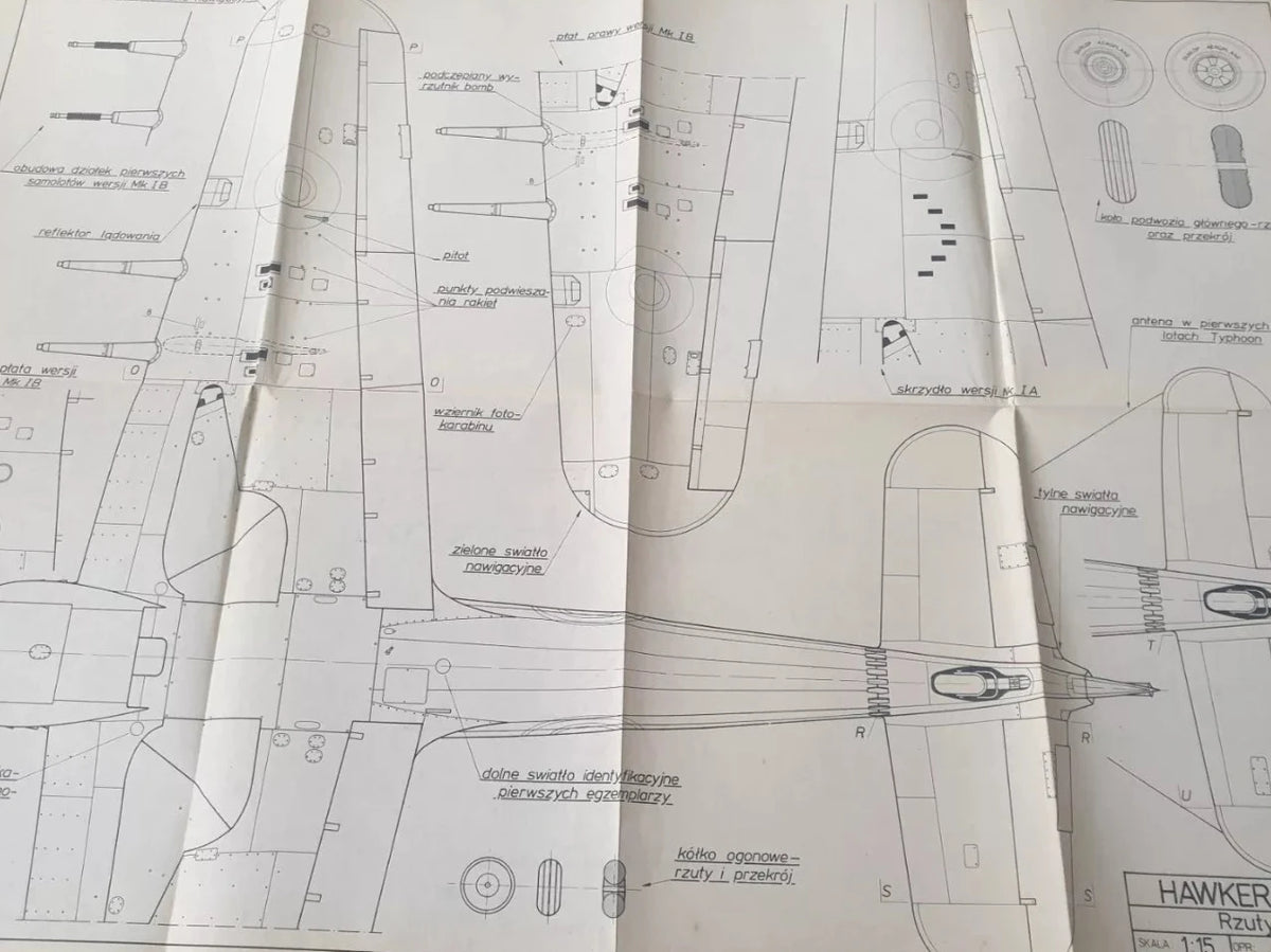 Photo of Plany Modelarskie 93 Hawker Typhoon - 6 A1 sheets by LOK 1979