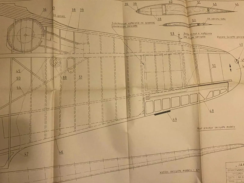 Photo of Plany Modelarskie 131 Soviet Plane Jak-3 (LOK) plans with 6 A1 sheets, published in 1986.