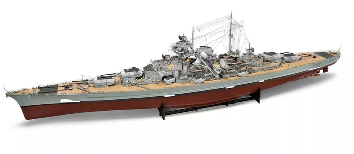 Photo of the 1:200 scale wooden model kit of the WWII battleship Bismarck by Amati