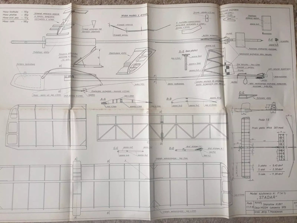 Photo of Plany Modelarskie 123 featuring F1A 1/2 Standard Glider, F1H Delirius Glider, and Rubber Powered Model plans from LOK.