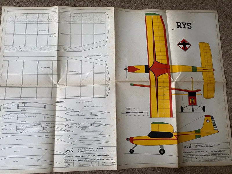 Photo of Plany Modelarskie 11 Flying Model Rys - 1966 LOK vintage model airplane plans.