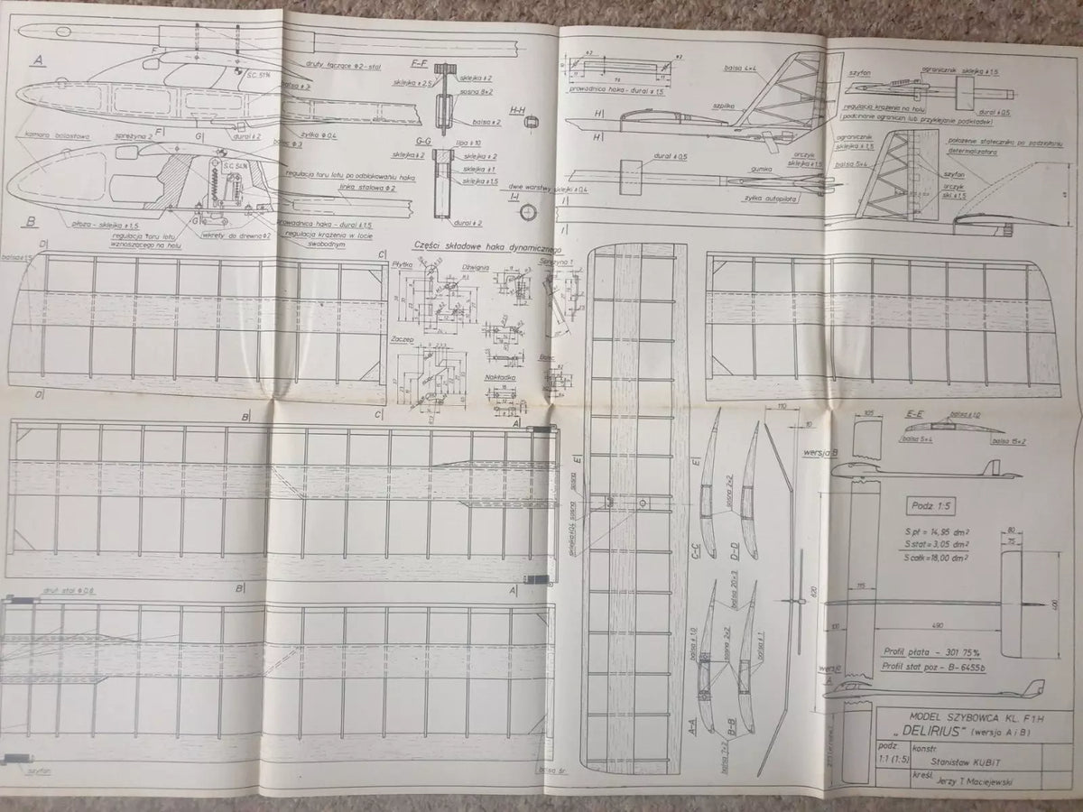 Photo of Plany Modelarskie 123 featuring F1A 1/2 Standard Glider, F1H Delirius Glider, and Rubber Powered Model plans from LOK.