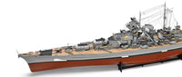 Photo of the 1:200 scale wooden model kit of the WWII battleship Bismarck by Amati