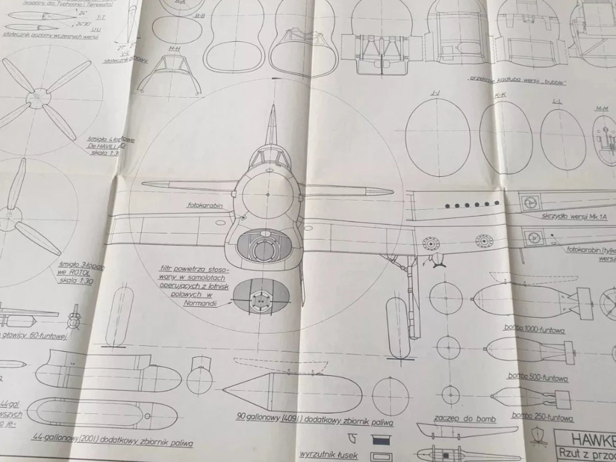 Photo of Plany Modelarskie 93 Hawker Typhoon - 6 A1 sheets by LOK 1979