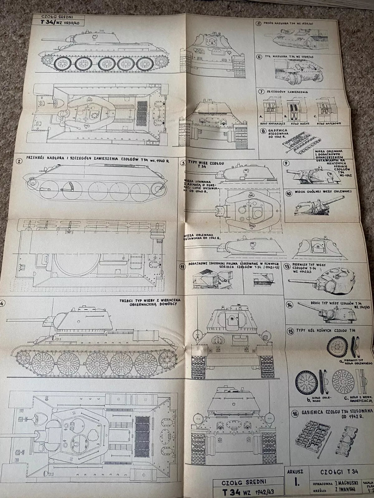 Photo of Plany Modelarskie 23 showing detailed plans for Soviet tanks T34, KW, IS, T70, Su76, SU85 & ISU122-152 from 1968.