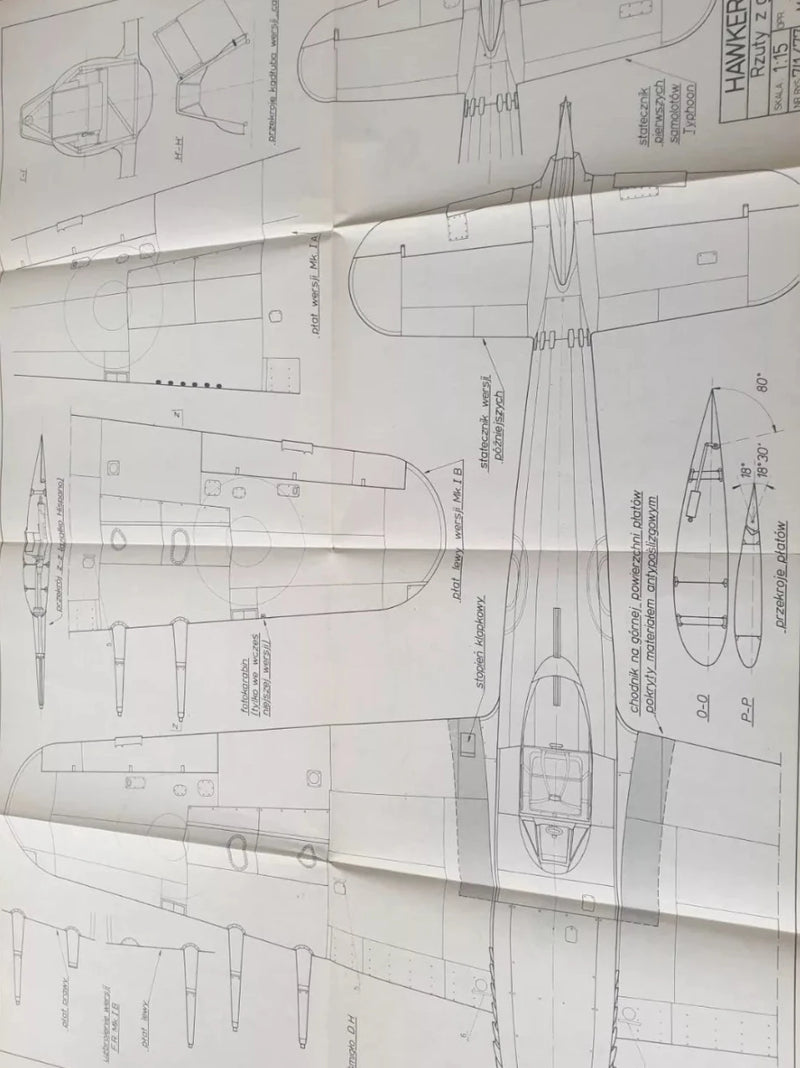 Photo of Plany Modelarskie 93 Hawker Typhoon - 6 A1 sheets by LOK 1979