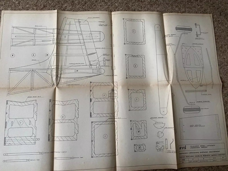 Photo of Plany Modelarskie 11 Flying Model Rys - 1966 LOK vintage model airplane plans.