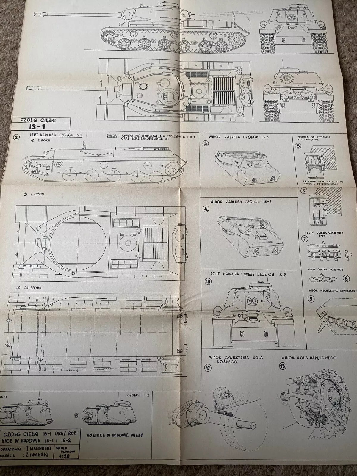 Photo of Plany Modelarskie 23 showing detailed plans for Soviet tanks T34, KW, IS, T70, Su76, SU85 & ISU122-152 from 1968.