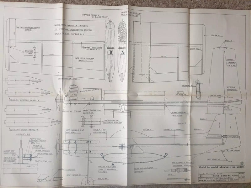 Photo of Plany Modelarskie 123 featuring F1A 1/2 Standard Glider, F1H Delirius Glider, and Rubber Powered Model plans from LOK.