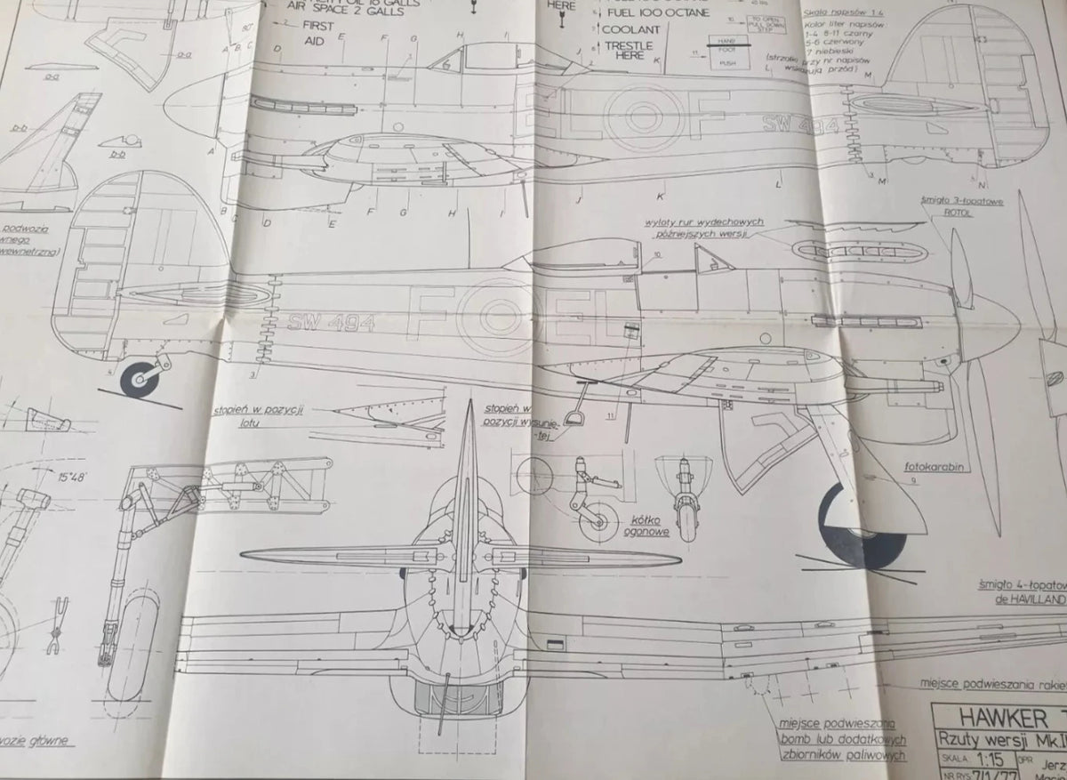 Photo of Plany Modelarskie 93 Hawker Typhoon - 6 A1 sheets by LOK 1979